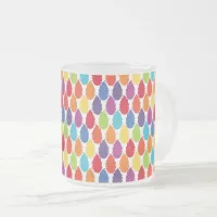 Rainbow Pattern, Colorful Leaf Design Frosted Glass Coffee Mug