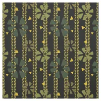 Ethnic Abstract Pattern Green, Mustard and Black Fabric