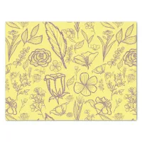 Simple Pink Floral on Yellow | Tissue Paper