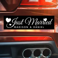 Just Married Black Personalized Newlywed Wedding Car Magnet