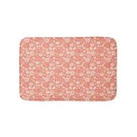 Coral Peach Tropical Flowers Spring Garden Bath Mat