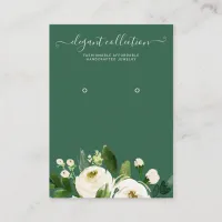 Calligraphy ivory green floral Earring Display Business Card