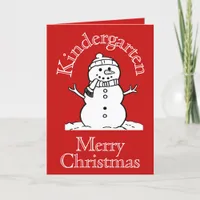 Snowman Coloring In Kindergarten Activity Red Holiday Card