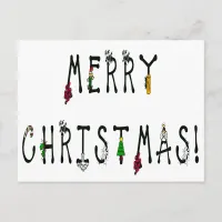 Merry Christmas Decoration Font Holiday Postcard