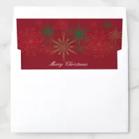 Colorful Snowflakes On Dark Red Merry Christmas  Envelope Liner