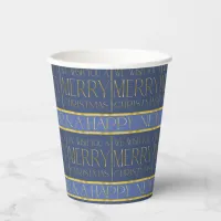 Blue Gold Christmas Pattern#35b ID1009 Paper Cups