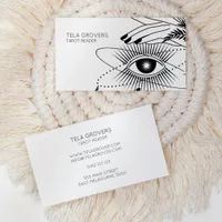 Dusty Blue Chic Modern Mystic Eye Tarot Reader  Business Card