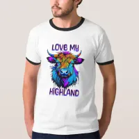 Love my Highland Cows Cyberpunk Style Art T-Shirt