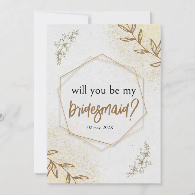 Gold And Cream Elegant and Delicate Bridesmaid Invitation