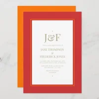 Trendy Typography Red, Orange and Sage Wedding Invitation