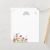 Poppies, Wildflowers, and Butterflies Stationery
