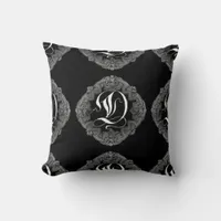 Elegant Goth Initial D Throw Pillow