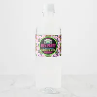 Custom Retro Neon 80's Birthday Party Water Bottle Label