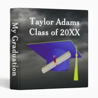 Graduation Group Class of 20XX Blue Cap 3 Ring Binder