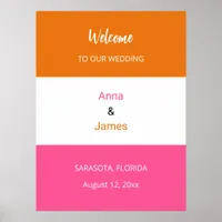 Colorful Orange Pink Wedding Welcome Poster