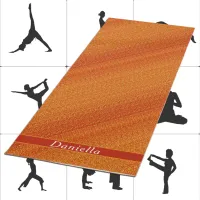 Fancy Orange Striped Artsy Pattern Add Custom Name Yoga Mat