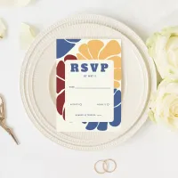 Retro Groovy Boho Chic Floral Wedding  RSVP Card