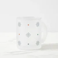 Christmas snowflakes and dots pattern frosted glass coffee mug