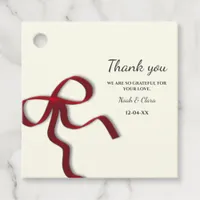 Elegant Simple Classic Minimalist Red Bow Favor Tags