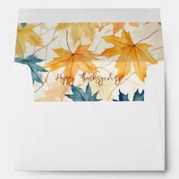 Maple Leaf Faux Liner Return Address Thanksgiving Envelope