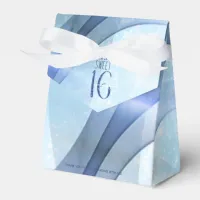 Sparkling Swirls Sweet Sixteen Blue ID652 Favor Boxes
