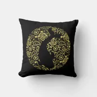 Black and Gold Japanese Koi Fish Throw Pillow