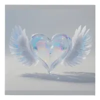 *~* Opal Crystal Heart Angel Wings AP78  Faux Canvas Print