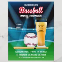 Bar Baseball Event Promo Menu add photo and logo Flyer