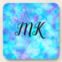 Blue and Purple Bokeh Bubbles  Beverage Coaster