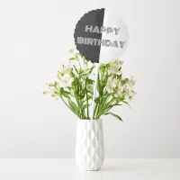 Op Art Black and White Stylish Cool Happy Birthday Balloon