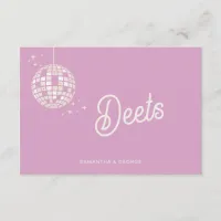 Retro Groovy 70s Cute Ivory Pink Disco Wedding Enclosure Card