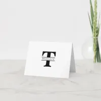 Simple Custom Monogram Personalized Note Card