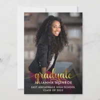 Golden Yellow Graduate Script Graduation Announcement