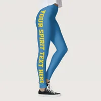 True Blue Gold Custom School Spirit Text Leggings