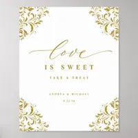 Love is Sweet Elegant Gold Flourish Wedding Sign