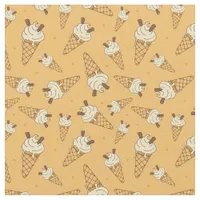 Kids Summer Ice Cream Cones Food Pattern Beige Fabric