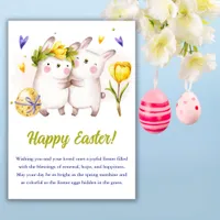 Spring Yellow Tulip Floral Bunny Easter Holiday Card