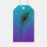 Turquoise to Purple Peacock Feather Gift Tags