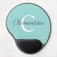 Modern Turquoise Teal Glitter Stripes Monogram Gel Mouse Pad