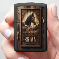 A Rustic Portrait of Brian, A Noble Horse on a Far Zippo Lighter