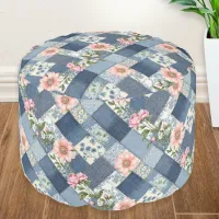 Faux Patchwork Floral Rustic Retro Country Style Pouf