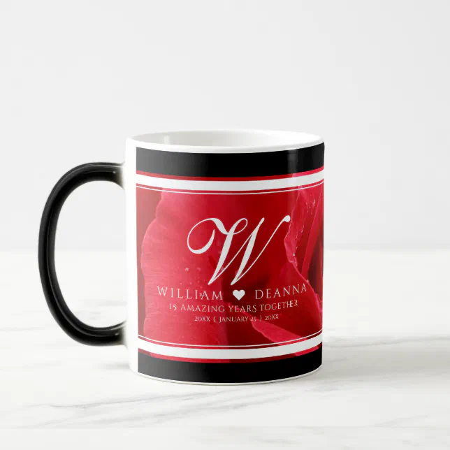 Elegant 15th 26th 36th Rose Wedding Anniversary Magic Mug