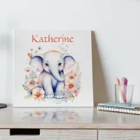 Personalized Cute Illustration of a Baby Elephant Poster