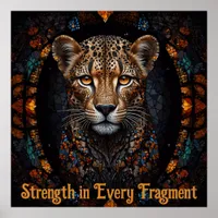 Symmetrical Mosaic Cheetah Stained Glass Art Poster