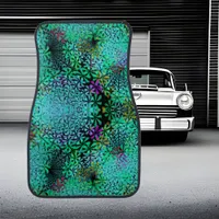 Trendy Emerald Green Fractal on Black Car Floor Mat