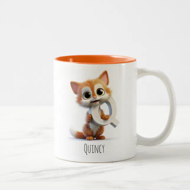 Letter Q Cat Alphabet Monogram Coffee Mug