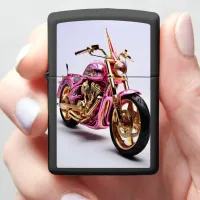 Pink & Gold Motorcycle Zippo Lighter