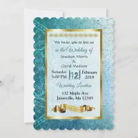 Slate Blue and Gold Mandala Wedding Invitations