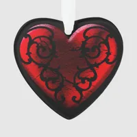 Filigree Goth Red Heart Ornament