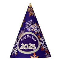 Modern happy new year, colorful snowflakes crystal party hat